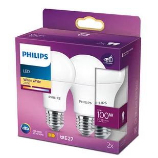 Philips Zestaw żarówek 2x13W (100W) E27 LED Ciepła biała barwa2700K 1521lm - Żarówki tradycyjne - miniaturka - grafika 2