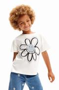 Koszulki dla dziewczynek - Desigual t-shirt bawełniany dziecięcy kolor biały - miniaturka - grafika 1