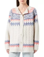 Swetry damskie - Colina Damski sweter z dzianiny z guzikami 15425018-CO02, beżowy czerwony niebieski, XL/XXL, Beżowy, czerwony, niebieski., XL-XXL - miniaturka - grafika 1