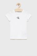 Koszulki dla dziewczynek - Calvin Klein Jeans Jeans t-shirt bawełniany dziecięcy kolor biały - miniaturka - grafika 1
