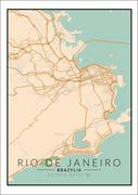 Plakaty - Plakat, Rio de Janeiro mapa kolorowa, 60x80 cm - miniaturka - grafika 1