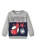 Bluzy dla chłopców - NAME IT Bluza chłopięca Nmmjubi Spidey Sweat Unb Mar, szary melanż, 92 - miniaturka - grafika 1