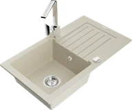 Zlewozmywaki z baterią - Mexen Pablo zlewozmywak granitowy 1-komorowy z ociekaczem i baterią kuchenną Rita, beżowy - 6510-69-670300-00 - miniaturka - grafika 1