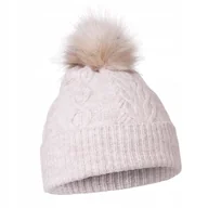 Czapki damskie - Czapka Damska Zimowa Ciepła Beż Beanie Moraj Na Jesień Na Zimę Z Pomponem - miniaturka - grafika 1