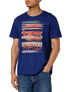 G-STAR RAW Męski T-shirt z logo Faded Burger, Niebieski (Ballpen Blue D24694-336-1822), L - Koszulki męskie - miniaturka - grafika 1