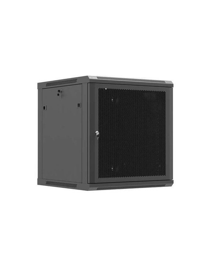 Szafa instalacyjna Rack wisząca 19'' 12U 600x600 czarna drzwi perforowane Lanberg flat pack WF01-6612-23B