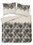 Pościel - Pościel satynowa 200x220 5226b beżowa wzory geometryczne - miniaturka - grafika 1