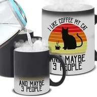 Kubki - Kubek Magiczny Czarny I LIKE COFFE MY CAT AND MAYBE 3 PEOPLE Zabawne Wzory - miniaturka - grafika 1