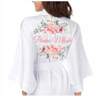 Komplety bielizny - Szlafrok damski satynowy z napisem Panna Młoda - M - miniaturka - grafika 1