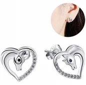Biżuteria dla dzieci - KOLCZYKI SREBRNE KONIKI KONIE SERCE DLA DZIECI SREBRO 925 WKRĘTKI SZTYFTY - miniaturka - grafika 1