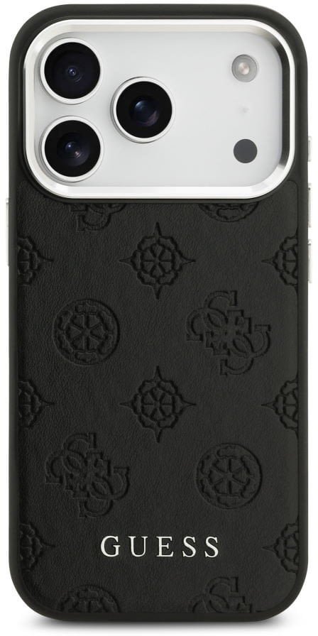 Guess Peony Hot Stamp Script MagSafe Case for iPhone 17 Pro Max Black