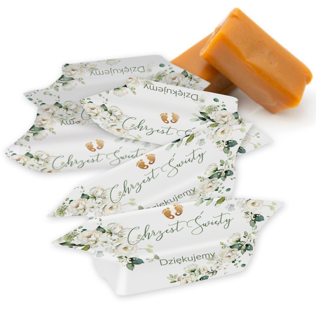 KRÓWKI podziękowanie dla gości upominek na CHRZEST 1kg 65szt Białe róże