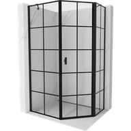 Kabiny prysznicowe - Mexen Mist kabina prysznicowa pięciokątna asymetryczna uchylna prawa 80 x 100 cm, czarna kratka, czarna - 8A8-080-100-70-77-P - miniaturka - grafika 1