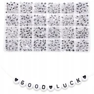 Dekoratorstwo - Koraliki zestaw 1200 sztuk litery alfabet białe - miniaturka - grafika 1