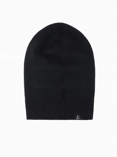 Zimowa męska czapka beanie bawełniana czarna wygodna Ombre OM-ACWH-0124 V1 - Czapki damskie - miniaturka - grafika 1