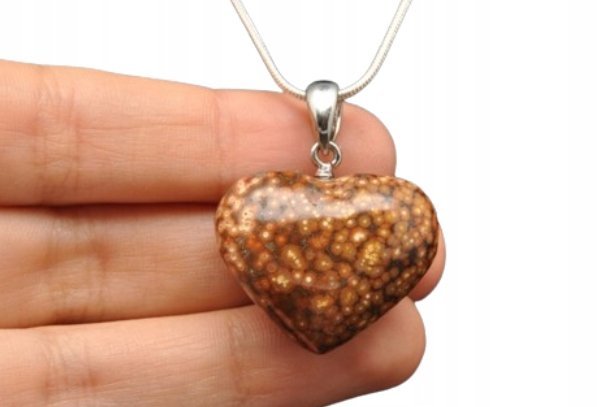 Naturalny Kamień Brązowa Barwa Zawieszka Serce Nr 19