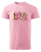 Koszulki i topy damskie - Koszulka na Walentynki Kolorowa Miłość Różowy XL - miniaturka - grafika 1