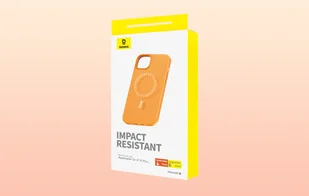 Magnetyczne Etui na telefon iPhone 15 Plus Baseus Fauxther Series (Pomarańczowe) - Etui i futerały do telefonów - miniaturka - grafika 5