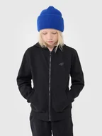 Bluzy dla chłopców - 4F Bluza dresowa rozpinana z kapturem chłopięca - czarna 122 (6-7 lat) - miniaturka - grafika 1