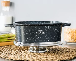 GARNEK z POWŁOKĄ MARMUROWĄ 3.5L 22cm BRYTFANNA ZILNER ZL- 9009 - Brytfanny - miniaturka - grafika 3