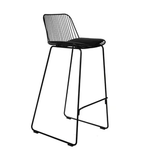 Czarny loftowy hoker z oparciem R1-R69 - Taborety i hokery - miniaturka - grafika 1