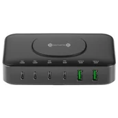 Ładowarki do telefonów - Ładowarka indukcyjna 4SMARTS GaN 7w1 100W Czarno-szary - miniaturka - grafika 1