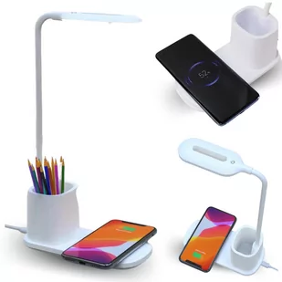 LAMPKA BIURKOWA LED ŁADOWARKA INDUKCYJNA BIAŁA - Gadżety USB - miniaturka - grafika 1
