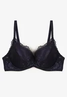 Biustonosze - Granatowy Biustonosz Typu Full Cup z Ozdobną Koronką Lanithiel - Born2be - miniaturka - grafika 1