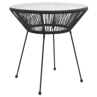 Stoły ogrodowe - vidaXL Stolik ogrodowy czarny 70x74 cm rattan i szkło 312165 - miniaturka - grafika 1