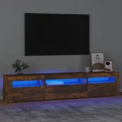 Szafki RTV - Lumarko Szafka pod TV z oświetleniem LED, przydymiony dąb, 195x35x40 cm - miniaturka - grafika 1