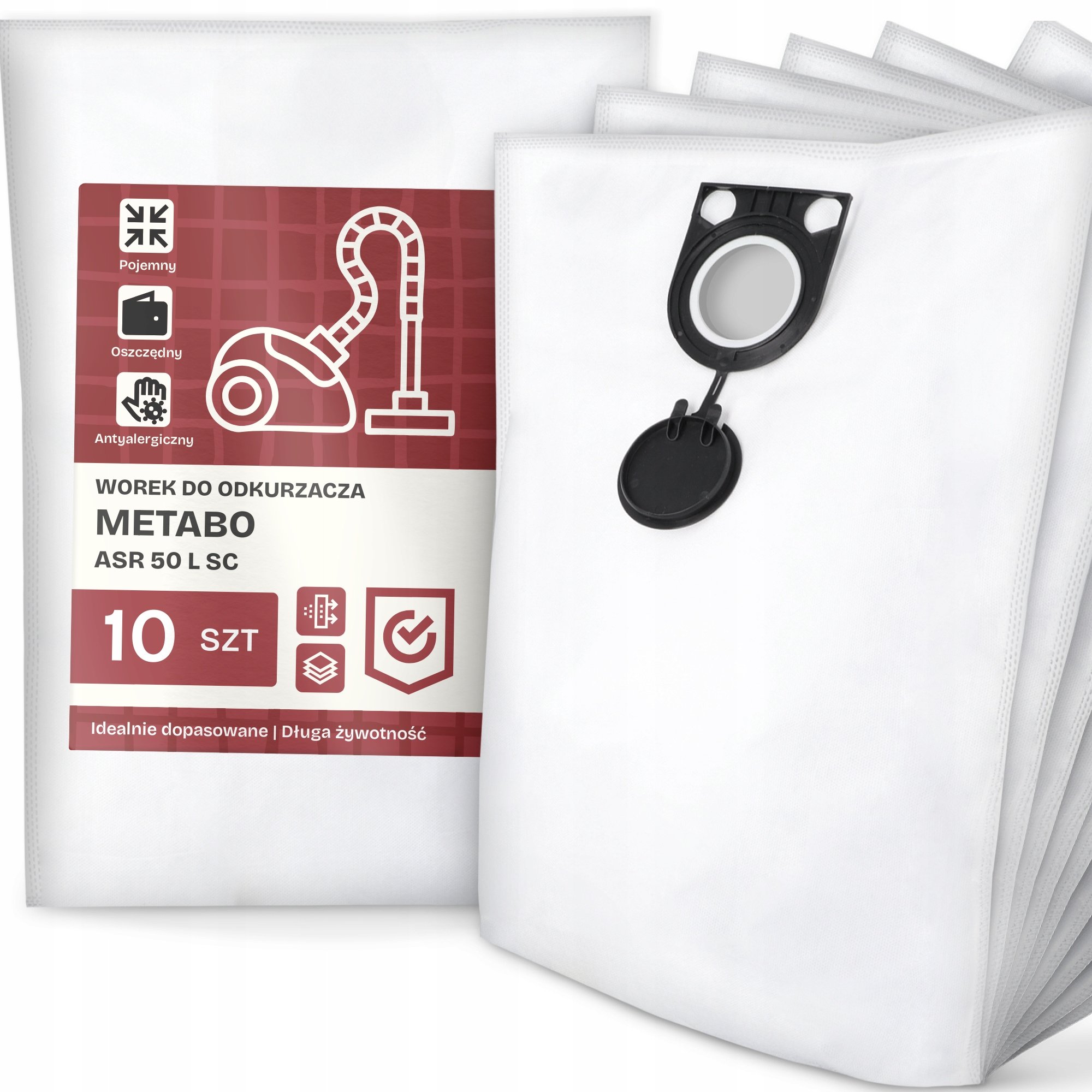 10x Worek do Odkurzacza Metabo Asr 50 L Sc Syntetyczny Tekstylny Worki G9