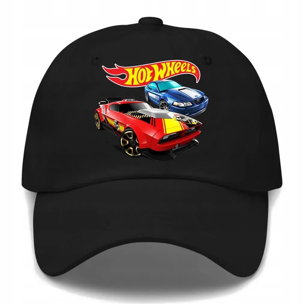 Czapka Dziecięca SAMOCHODY HOTWHEELS Dla Fana Na Prezent Wzory Czarna