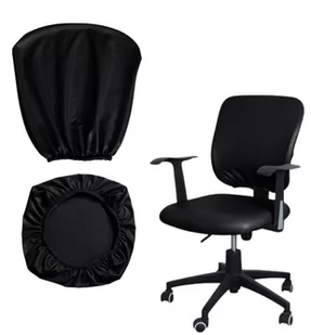 Pokrowiec Na Fotel Krzesło Obrotowe Biurowe Skóra Syntetyczna Czarny 2 Części - Pokrowce na meble - miniaturka - grafika 1