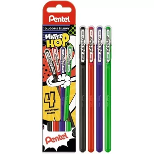 Długopis żelowy MATTEHOP 1,0mm (4 szt.) czarny, niebieski, zielony, czerwony K110V-STABCD4PL PENTEL - Długopisy - miniaturka - grafika 1