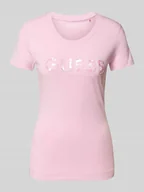 Koszulki i topy damskie - T-shirt z detalem z logo - miniaturka - grafika 1
