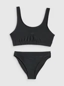 Stroje kąpielowe dla dziewczynek - 4F Kostium kąpielowy dwuczęściowy dziewczęcy - czarny 146/152 (10-12 lat) - miniaturka - grafika 1