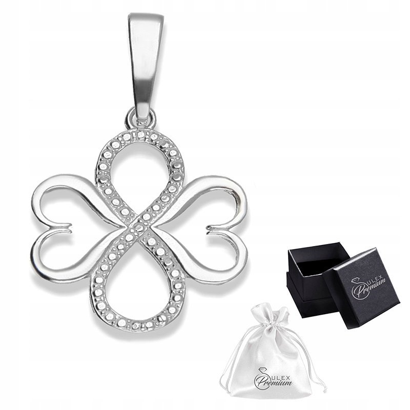 Zawieszka srebro pr. 925 Medalion Wisiorek Koniczynka Czterolistna Dla Niej