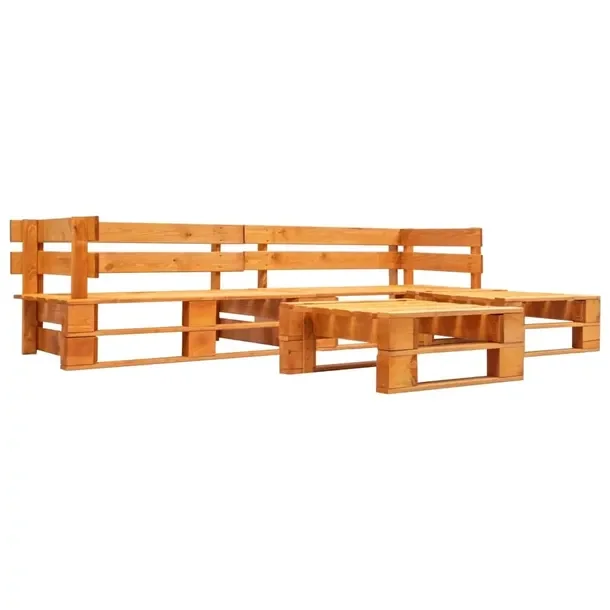 Zestaw wypoczynkowy z palet miodowy brąz 220x125x55 cm, 2 stołki, 2 ławk