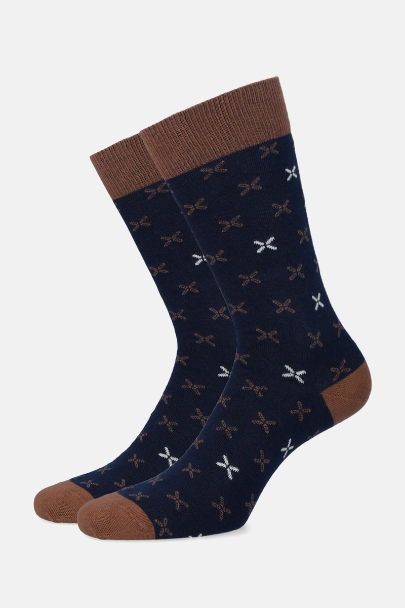 Skarpety Granatowo-Brązowe Wzór