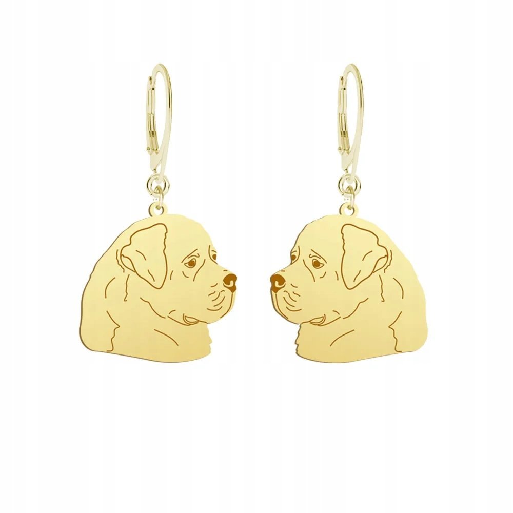 Kolczyki Złote z psem Nowofundland 925 Biżuteria na Prezent Kobieta GRAWER