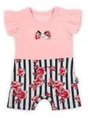 Kombinezony dla dzieci - Niemowlęcy rampers w kwiaty różowy Nicol,r.62 - miniaturka - grafika 1