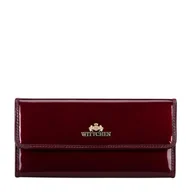 Portfele - Podłużny portfel damski ze skóry lakierowanej bordowy - miniaturka - grafika 1