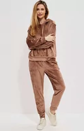Spodnie damskie - Welurowe spodnie dresowe 3900, Kolor beżowy, Rozmiar XL, Moodo - Primodo.com - miniaturka - grafika 1