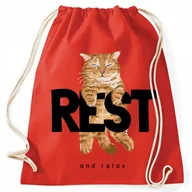 Plecaki worki - WORKO PLECAK CZERWONY Do Szkoły Na Buty REST AND RELAX Różne Grafiki - miniaturka - grafika 1