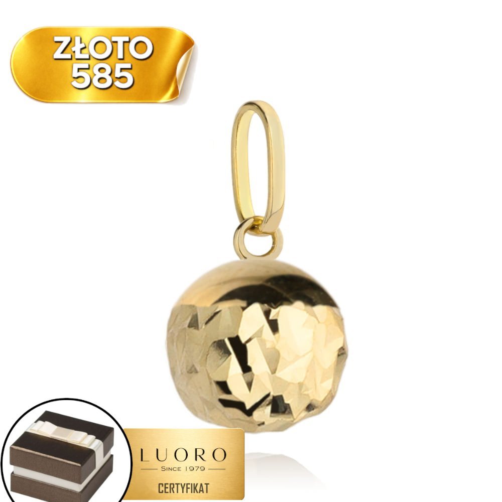 ZAWIESZKA ZŁOTA 585 14K KULKA DIAMENTOWANA 0,89 CM ELEGANCKA PREZENT