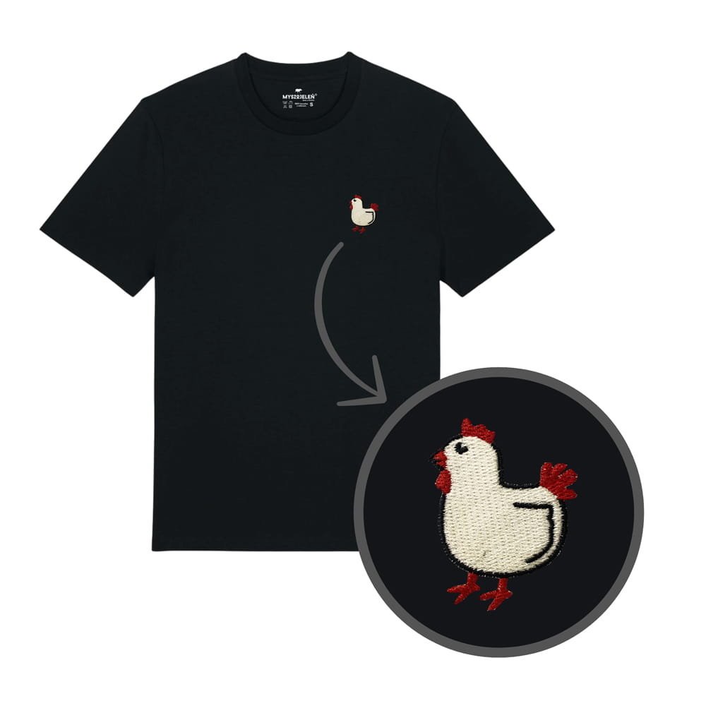 Haftowana koszulka - KURA - czarny S