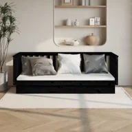 Łóżka - Łóżko dzienne czarne 100x200 cm lite drewno sosnowe - miniaturka - grafika 1