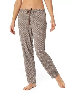Spodnie damskie - Schiesser Damskie spodnie do spania długie mieszanka modalu + relaks, beżowy wzór, 46, Beige Gemustert - grafika 1