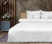 Pościel - Pościel 160x200 adamaszkowa biała pasek 1 cm Matex - miniaturka - grafika 1