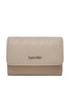 Portfele - Calvin Klein Portfel damski Ck Must Aop Small Trifold W Zip LV04F1038G Beżowy - miniaturka - grafika 1